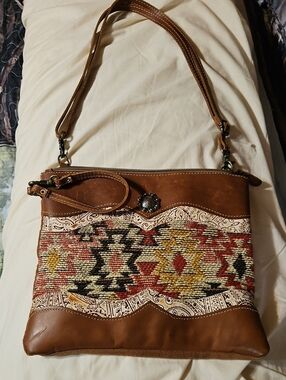 Myra Bag Brown Southwestern Woven Crossbody Bag
